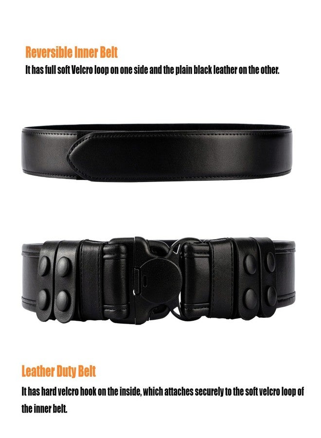 TACNEX 2" Duty Belt w/Hook Lining 4 Keepers 1.5" Reversible Inner Belt for Police Correctional Officer Security Plain Black L - Image 3